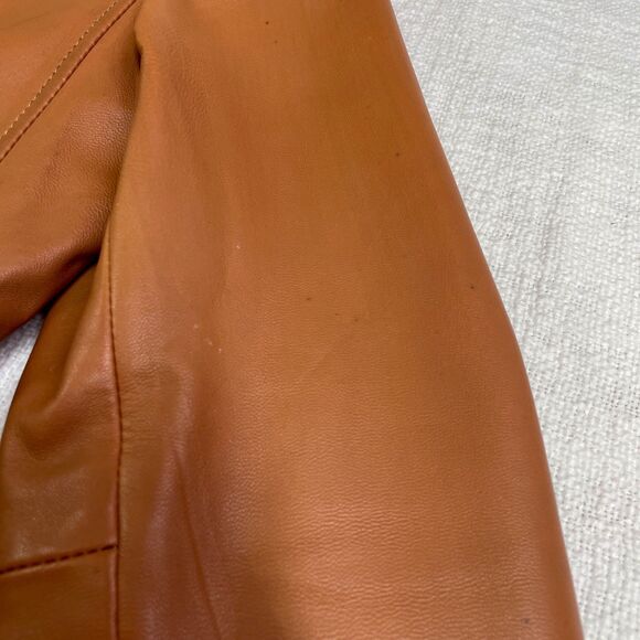 Guess Leather Jacket Small 70s Style Brown Camel Leather Jacket Size Small Guess - Picture 13 of 16